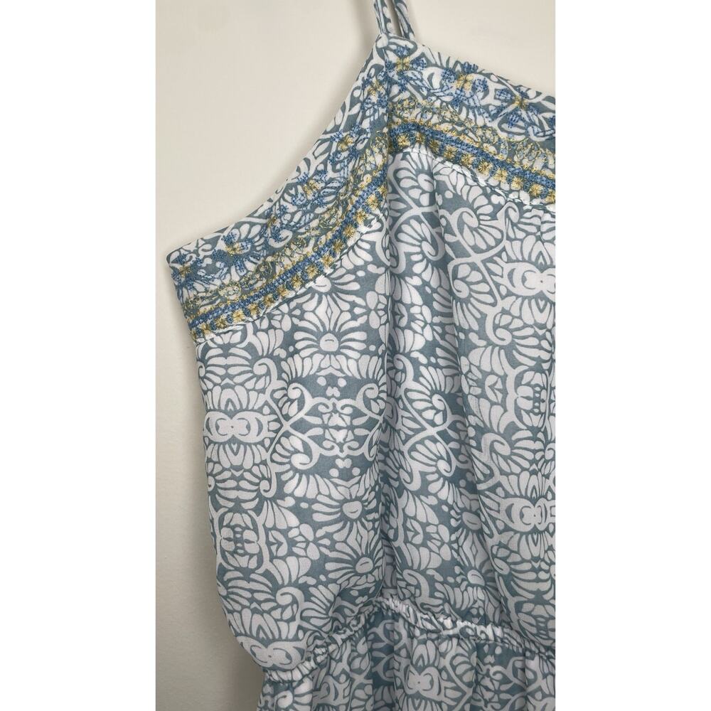 Knox Rose Boho Midi Dress Embroidered Cottage Tassel Tie Shoulder Blue Ombre XXL - Picture 5 of 12